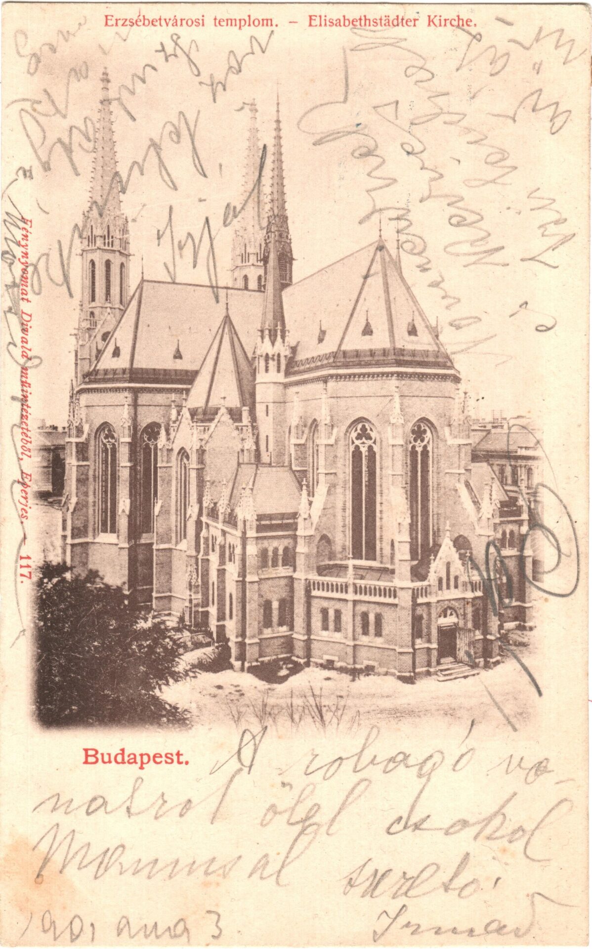 Az Árpád-házi Szent Erzsébet-templom egy 1901-es képeslapon